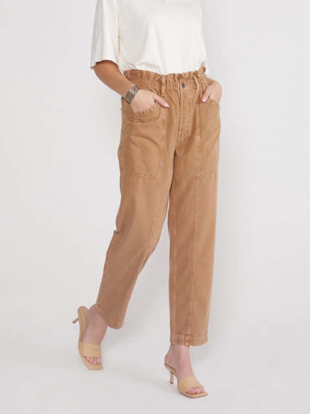 Etica Wade Relaxed Trouser in Vintage Tawny Brown Size Small